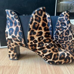 White House Black Market Leopard Print Ankle Boots